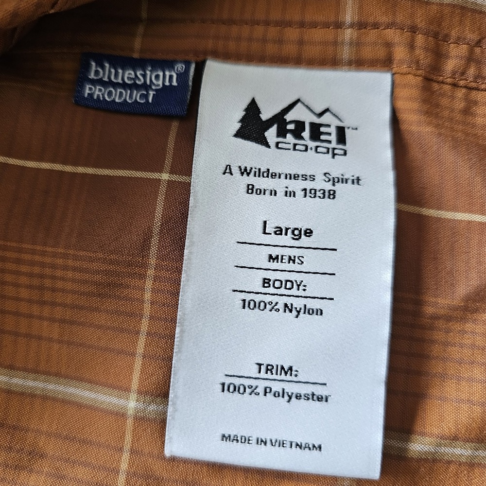 REI Co-Op Men's Shirt Large Button Down Long Sleeve Outdoors Casual, Rust Plaid - Picture 6 of 8